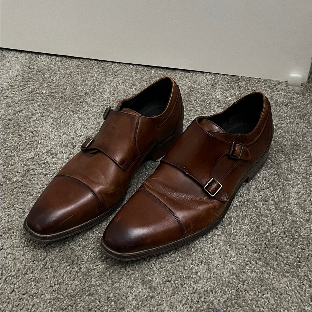 Stacy Adams Men's Tan Leather Monk Strap Oxfords